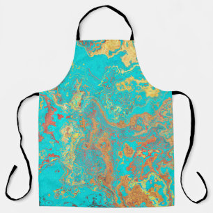 Dry brush painting marble gold artwork. Abstract f Apron
