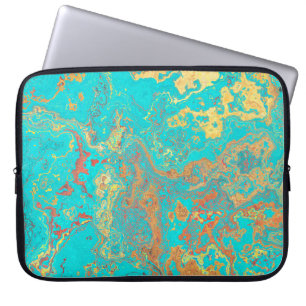 Dry brush painting marble gold artwork. Abstract f Laptop Sleeve