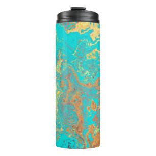 Dry brush painting marble gold artwork. Abstract f Thermal Tumbler