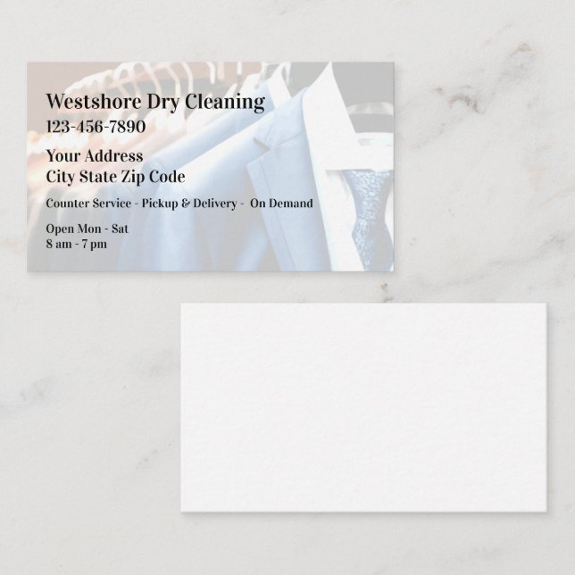 Dry Cleaning Store Business Cards (Front/Back)