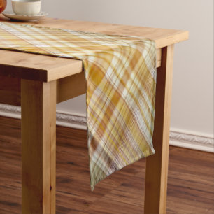 Dry Corn Yellow and Olive Green Plaid Short Table Runner
