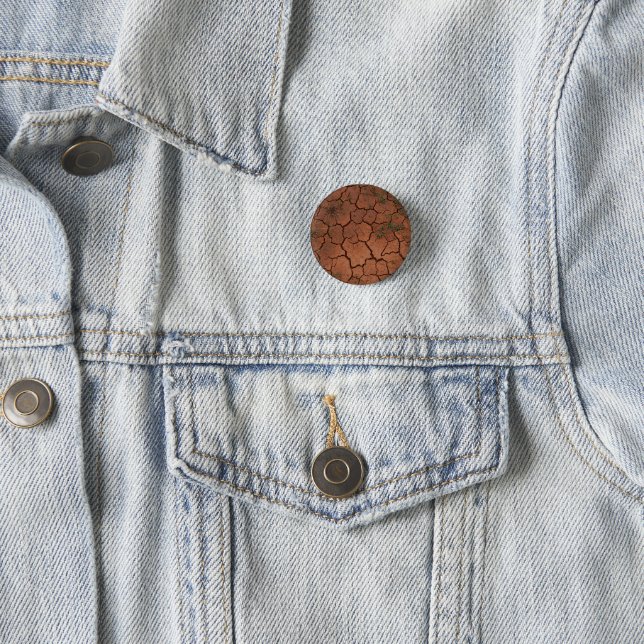 dry, cracked ground 1 inch round button (In Situ)