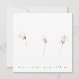 Dry dandelions ink drawing flat card