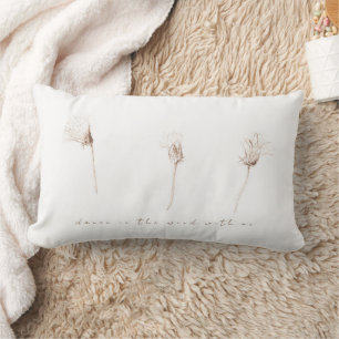 Dry dandelions ink drawing lumbar pillow
