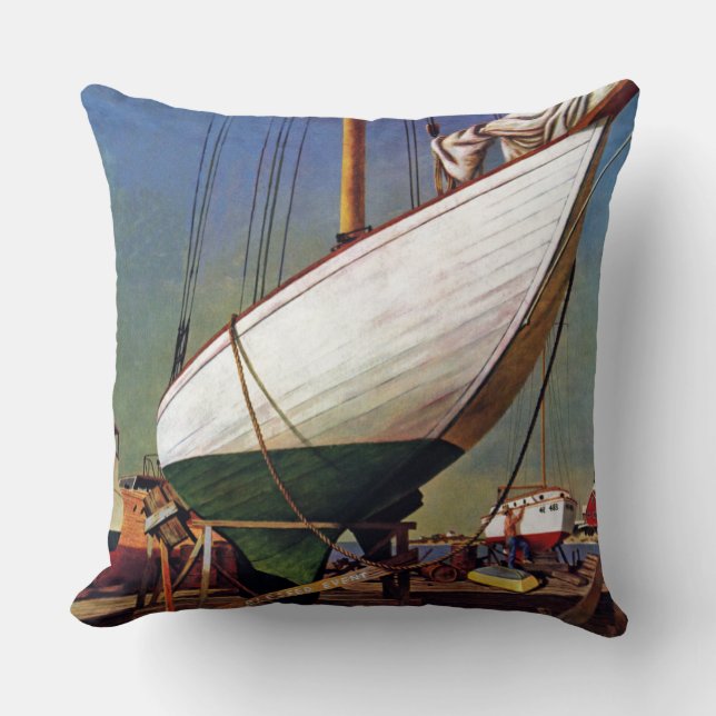 Dry Dock by John Atherton Throw Pillow (Front)