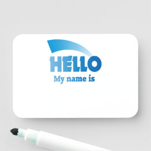 Dry Erase Blue Gradient Hello My Name Is  Tag