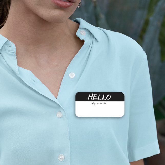 Dry Erase Hello Customizable Reusable Modern Name Tag (Creator Uploaded)