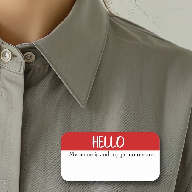 Dry Erase Hello Customizable Reusable Pronoun  Name Tag (Creator Uploaded)