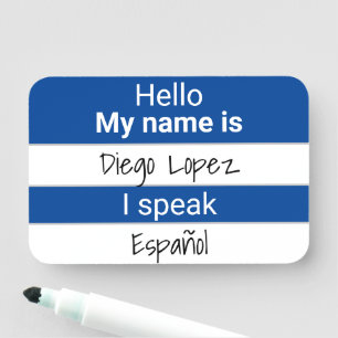 Dry Erase Language Name Tag