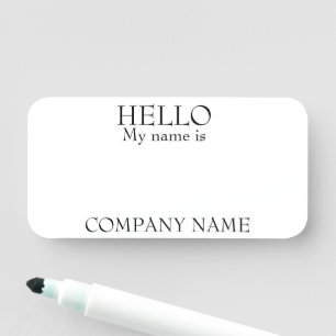 Dry Erase Reusable Customizable Hello My Name  Tag