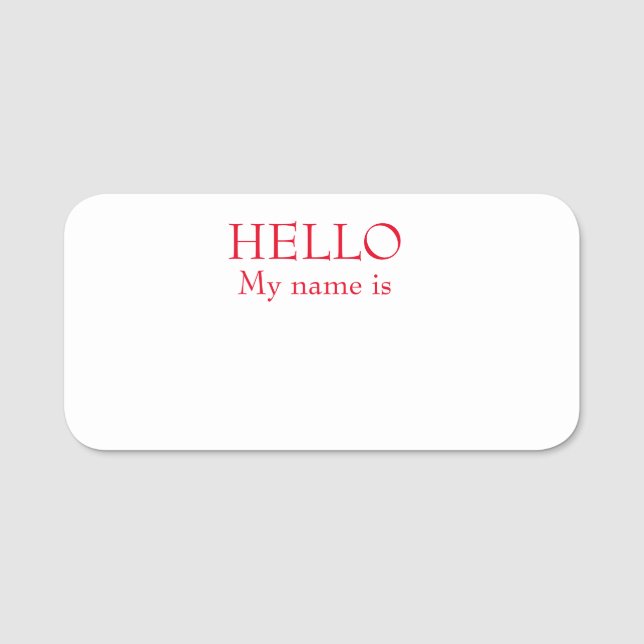 Dry Erase Reusable Customizable Hello My Name Tag (Front)