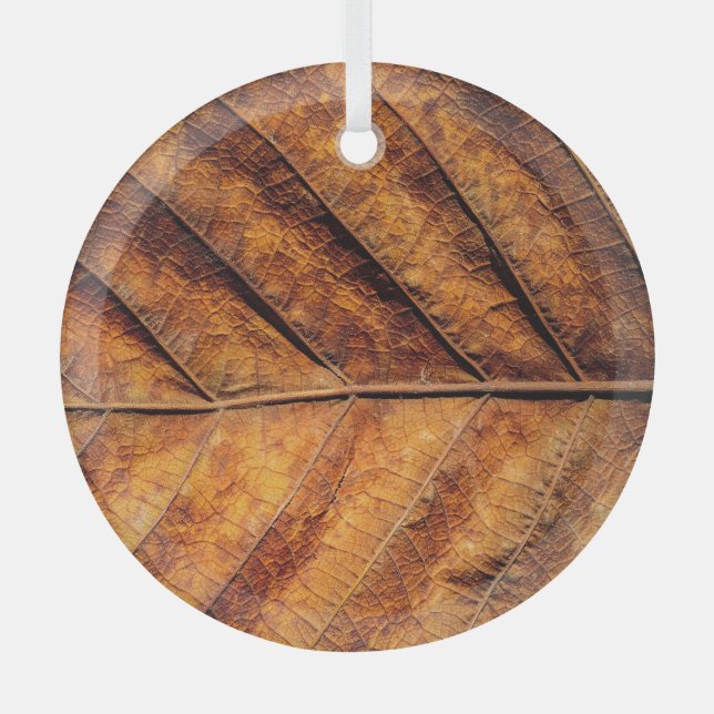 Dry leaf: natural texture background. glass ornament (Front)
