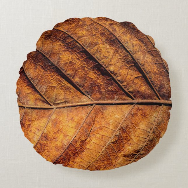 Dry leaf: natural texture background. round pillow (Front)