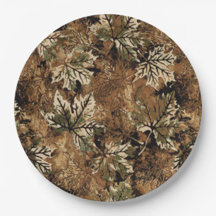 Dry Leaves Camo for Hunters Paper Plate