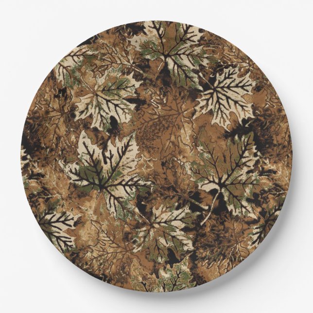 Dry Leaves Camo for Hunters Paper Plate (Front)