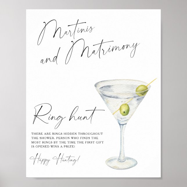 dry martini bridal shower Ring hunt game Poster (Front)