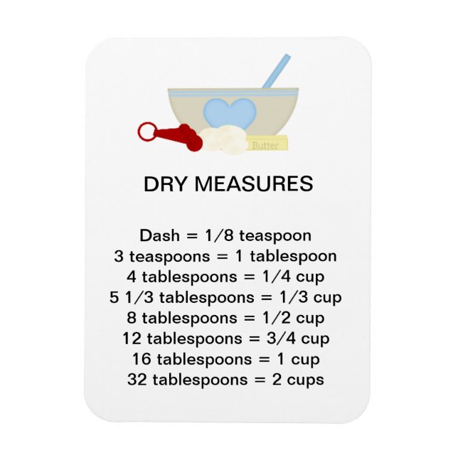 Dry Measure Equivalents Flexi Magnet (Vertical)