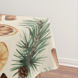 Dry Oranges Cinnamon Sticks Fir Branches Tablecloth