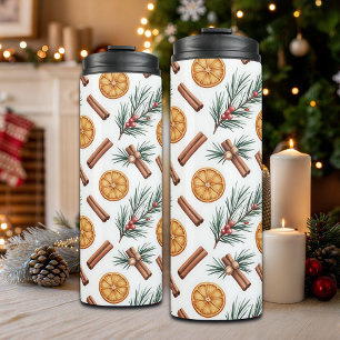 Dry Oranges Cinnamon Sticks Fir Branches Thermal Tumbler