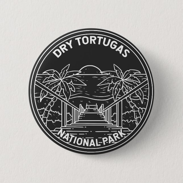 Dry Tortugas National Park Florida Monoline  2 Inch Round Button (Front)