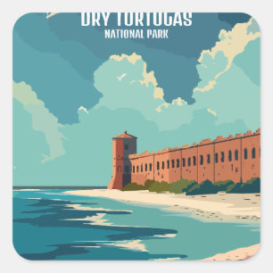 Dry Tortugas National Park Florida Vintage Travel Square Sticker