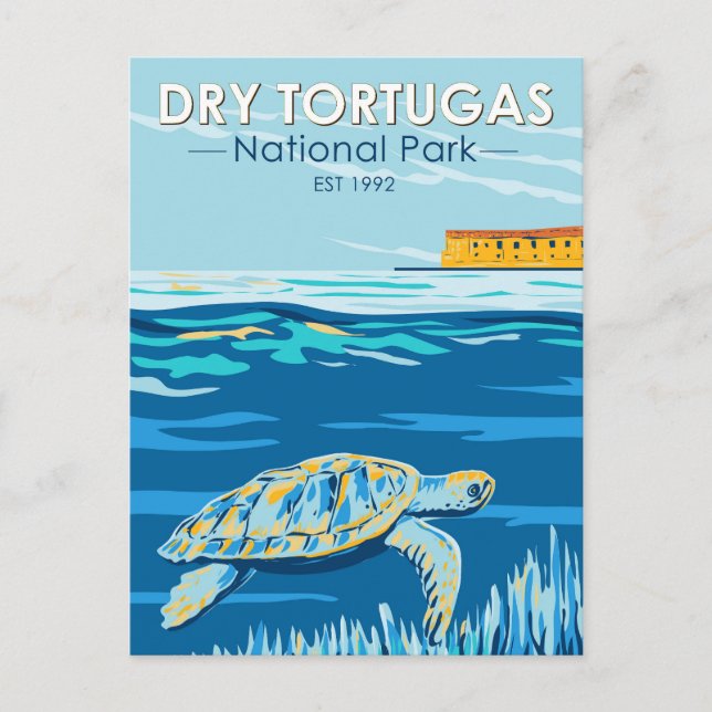 Dry Tortugas National Park Turtle Vintage Postcard (Front)