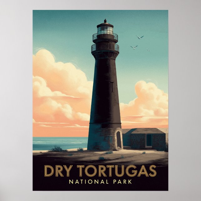 Dry Tortugas National Park Vintage Lighthouse Poster (Front)