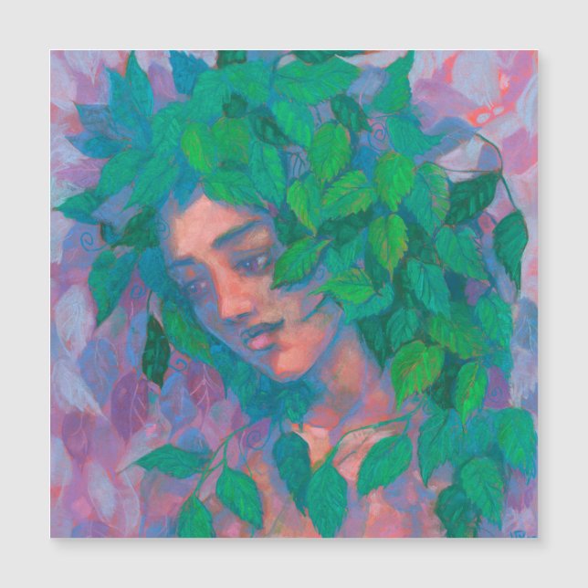 Dryad Tree Spirit Green Leaves Surreal Fantasy Art (Front)