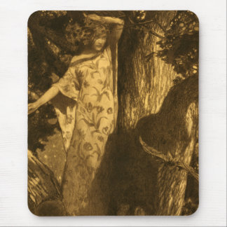 Dryad Woman So haunted Owl & Bat Night Moonlight Mouse Pad