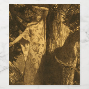 Dryad Woman So haunted Owl & Bat Night Moonlight Wine Label