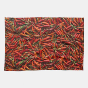 Drying Red Hot Chili Peppers Kitchen Towel