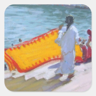 Drying Sari Pushkar Square Sticker