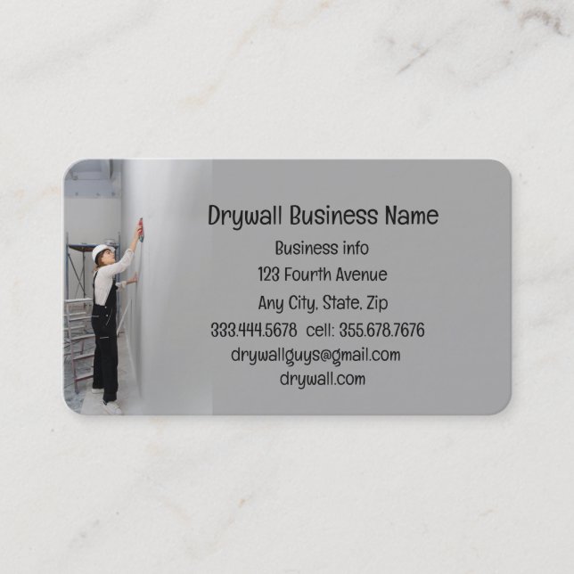 Drywall Custom Sheetrock Plaster  Business Card (Front)
