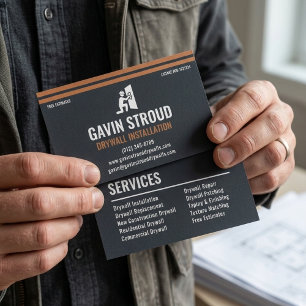 Drywall Installation Modern Charcoal & Copper Business Card