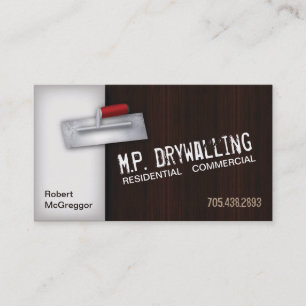 Drywalling Business Card - Trowel & Wood Texture