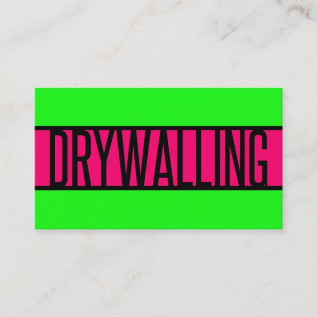 Drywalling Neon Green and Hot Pink Business Card (Front)