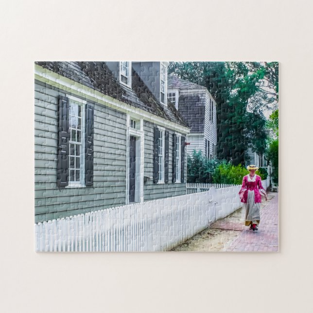 DSC02376-Colonial Lady Walking Jigsaw Puzzle (Horizontal)