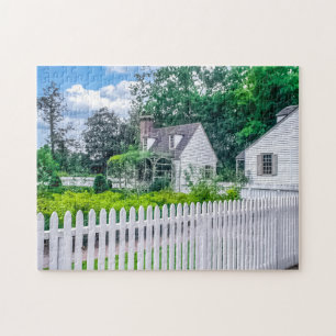 DSC02417-Col. Williamsburg House with Picket Fence Jigsaw Puzzle