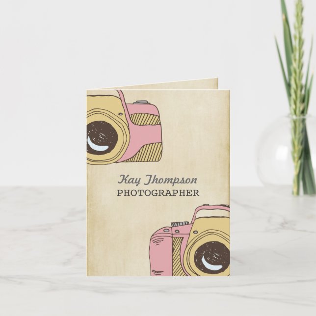 DSLR Camera Drawing Photographer Thank You Card (Front)