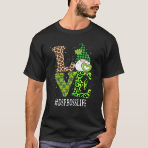DSP Boss Love St Patricks Day Gnome Leopard Women T-Shirt