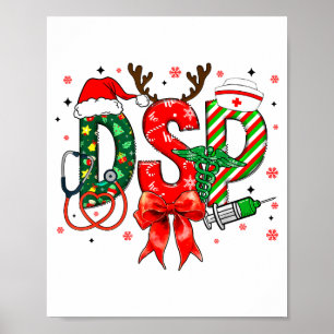 Dsp Nurse Christmas Bow Dsp Gift Xmas Pajamas Grou Poster