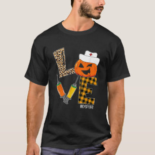 DSP Nurse Halloween Pumpkin Leopard Love Nurse Lif T-Shirt