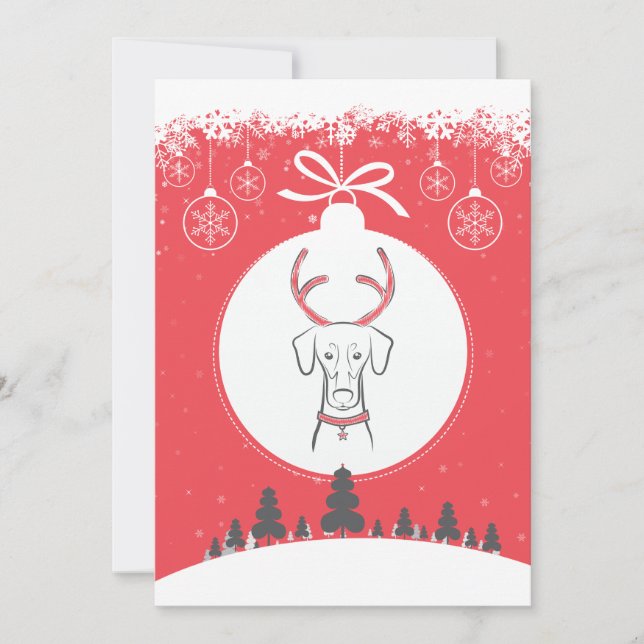 DTDR Holiday Card Natural Doberman Red (Front)