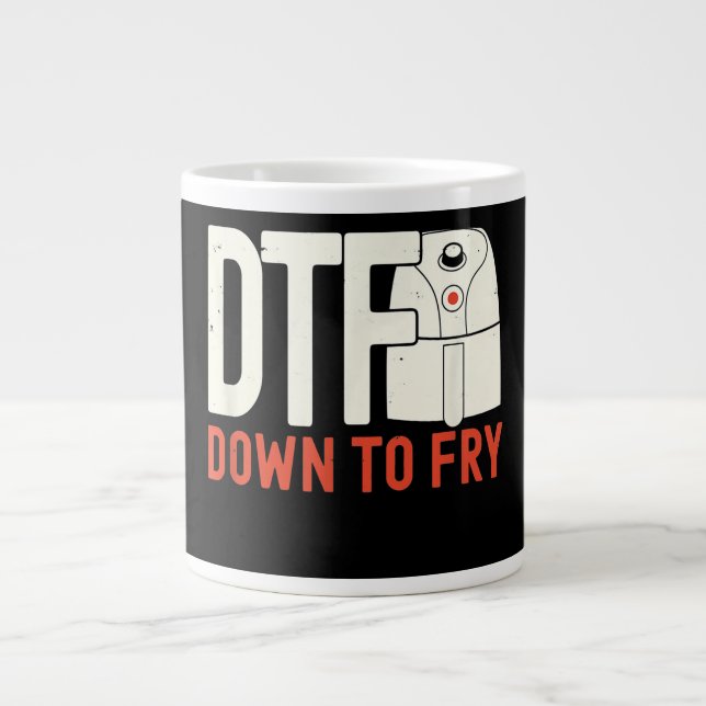 DTF Dowl to fry| Chicken Retro Gift Large Coffee Mug (Front)