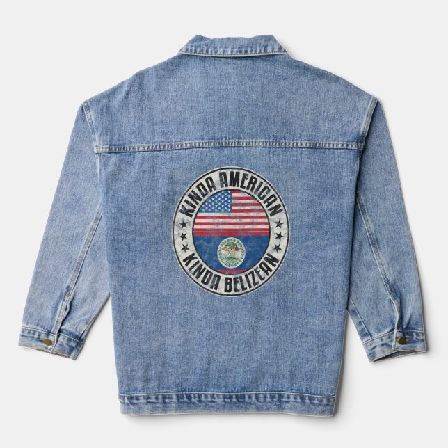 Dual Citizenship American Belizean Belize Usa Flag Denim Jacket (Back)