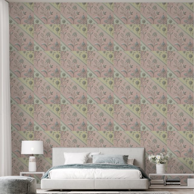 Dual Colour Silver Motif Design Wallpaper (Bedroom)