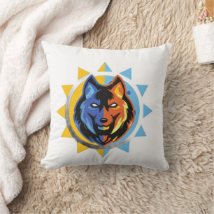 Dual Colour Wolf Throw Pillow