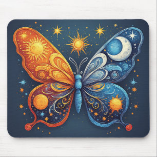 Dual-Coloured Butterfly Over Bright Sun Mouse Pad