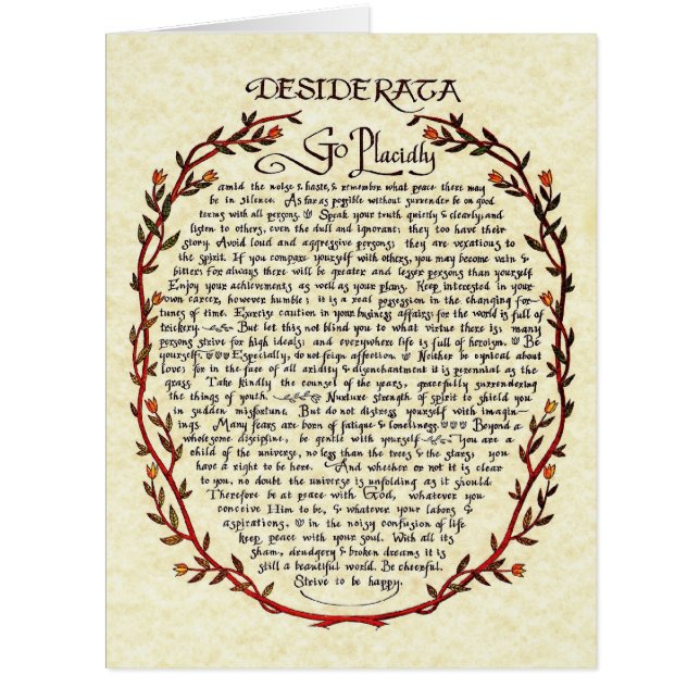 Dual Desiderata Greeting Card/Print 8x11 (Front)