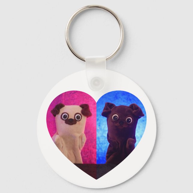 Dual Duo Split Photo Heart Besties Cute Elegant Keychain (Front)